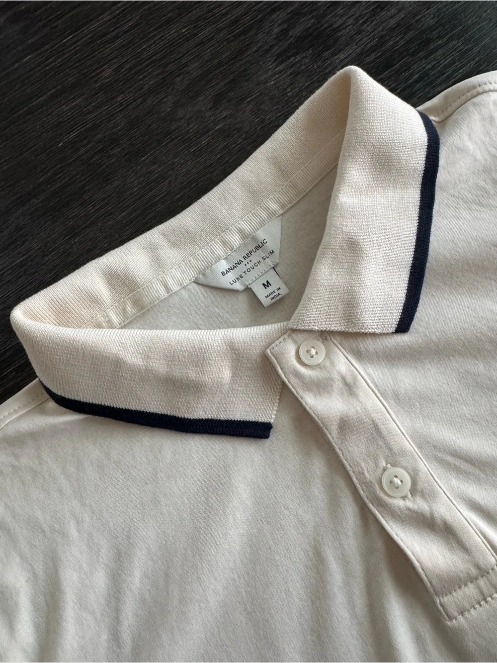 Banana Republic Men's Cream Polo Shirt with Contrast Collar